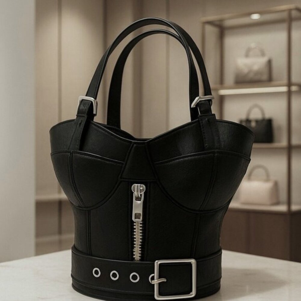 💋Chic Sexy Corset-Style Small Bucket Handbag Punk Purse with Bold Personality❤️ - Picture 3 of 11